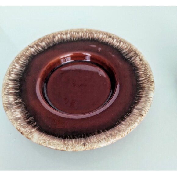 Hull Pottery USA Crestine Pottery Brown Drip Pattern Pitcher & Underplate - Picture 3 of 12